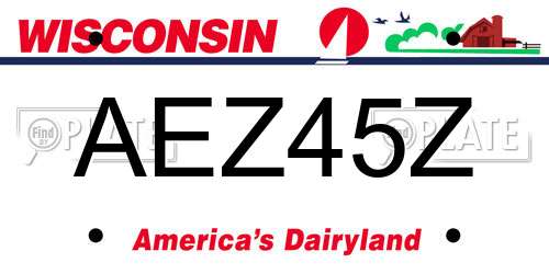 AEZ45Z Wisconsin License Plate