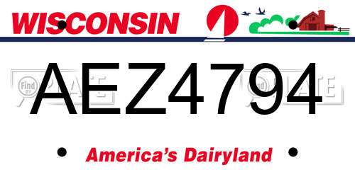 AEZ4794 Wisconsin License Plate