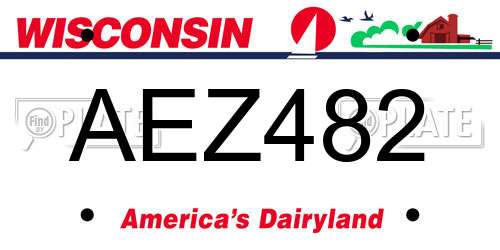AEZ482 Wisconsin License Plate