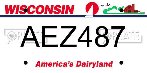 AEZ487 Wisconsin License Plate