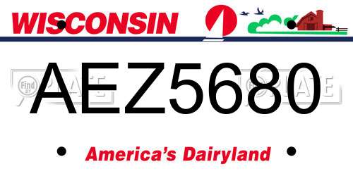 AEZ5680 Wisconsin License Plate