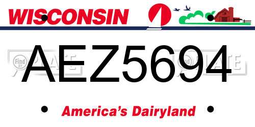 AEZ5694 Wisconsin License Plate