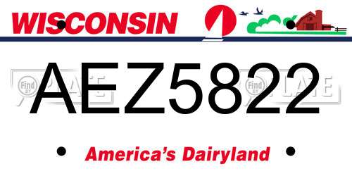 AEZ5822 Wisconsin License Plate