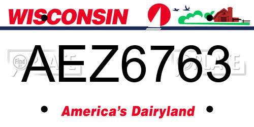 AEZ6763 Wisconsin License Plate