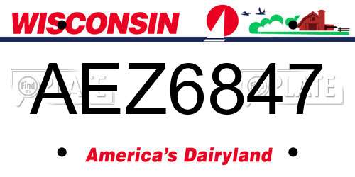 AEZ6847 Wisconsin License Plate