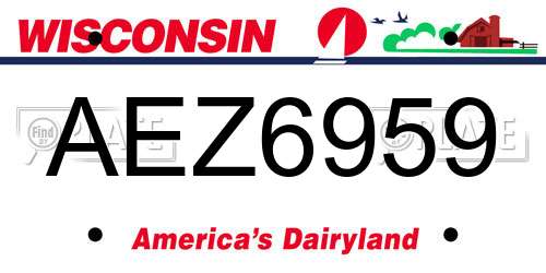 AEZ6959 Wisconsin License Plate
