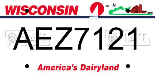 AEZ7121 Wisconsin License Plate