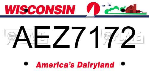 AEZ7172 Wisconsin License Plate