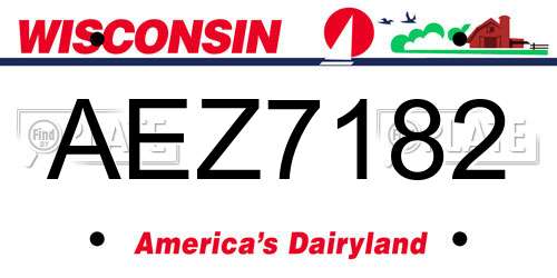 AEZ7182 Wisconsin License Plate