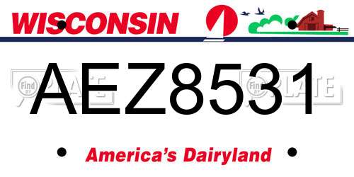 AEZ8531 Wisconsin License Plate