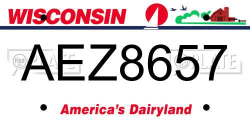 AEZ8657 Wisconsin License Plate