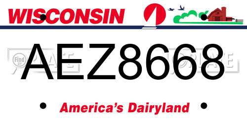 AEZ8668 Wisconsin License Plate