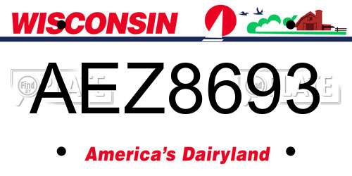 AEZ8693 Wisconsin License Plate