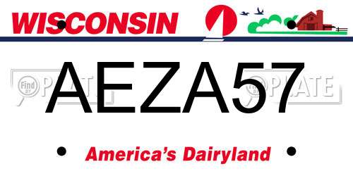 AEZA57 Wisconsin License Plate