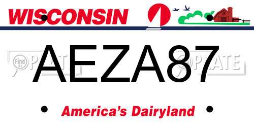 AEZA87 Wisconsin License Plate