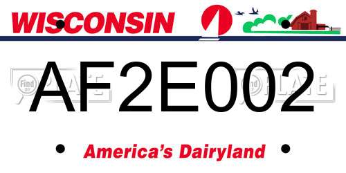 AF2E002 Wisconsin License Plate