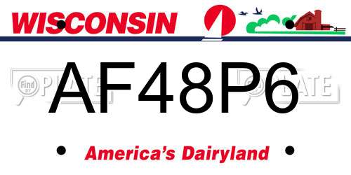 AF48P6 Wisconsin License Plate