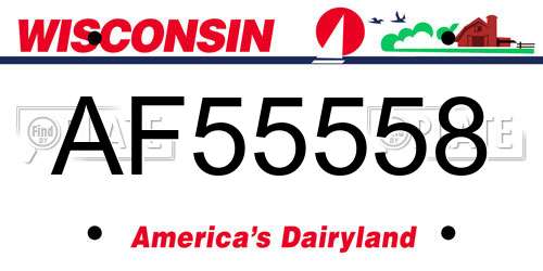 AF55558 Wisconsin License Plate