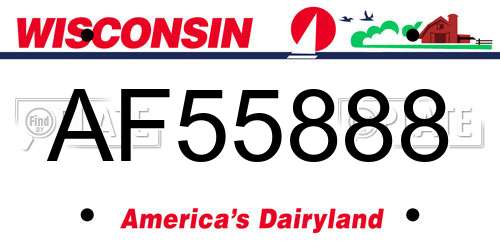 AF55888 Wisconsin License Plate