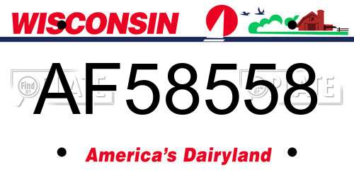AF58558 Wisconsin License Plate