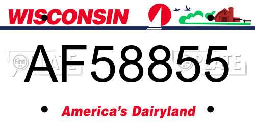 AF58855 Wisconsin License Plate