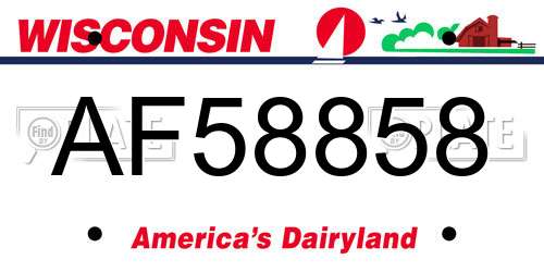 AF58858 Wisconsin License Plate