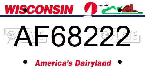 AF68222 Wisconsin License Plate