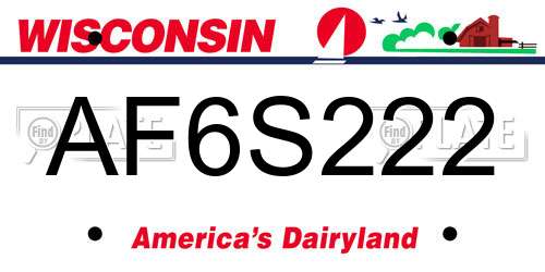AF6S222 Wisconsin License Plate