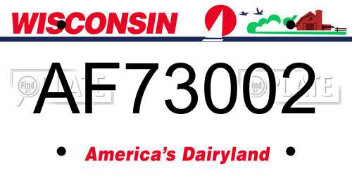 AF73002 Wisconsin License Plate