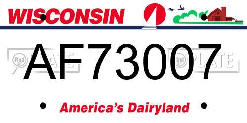 AF73007 Wisconsin License Plate