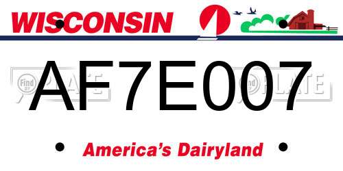 AF7E007 Wisconsin License Plate