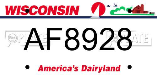 AF8928 Wisconsin License Plate