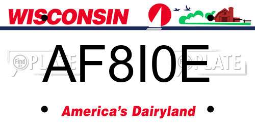 AF8I0E Wisconsin License Plate
