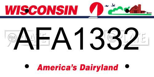 AFA1332 Wisconsin License Plate
