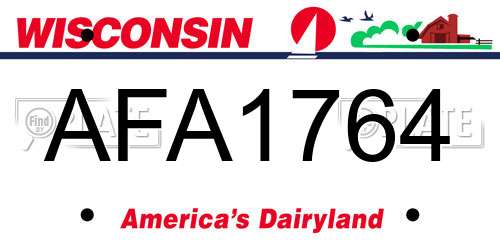 AFA1764 Wisconsin License Plate