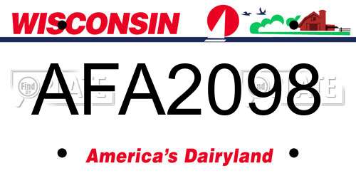 AFA2098 Wisconsin License Plate