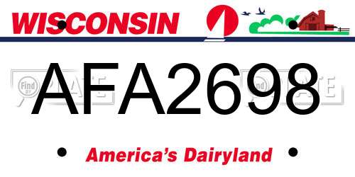 AFA2698 Wisconsin License Plate