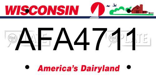 AFA4711 Wisconsin License Plate