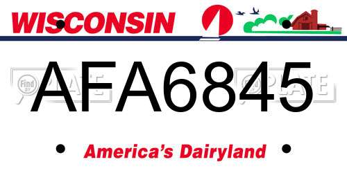 AFA6845 Wisconsin License Plate