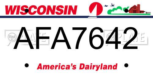 AFA7642 Wisconsin License Plate