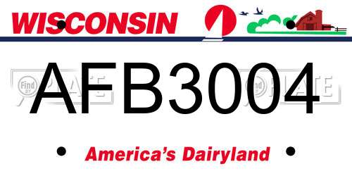 AFB3004 Wisconsin License Plate