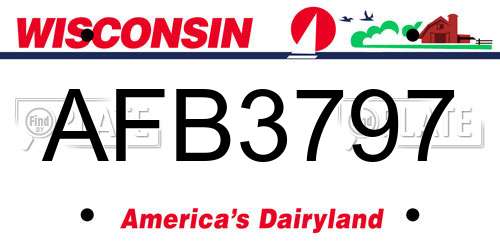 AFB3797 Wisconsin License Plate
