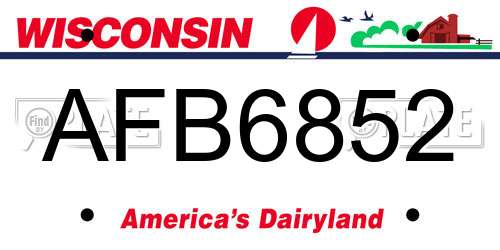 AFB6852 Wisconsin License Plate