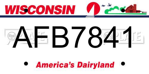 AFB7841 Wisconsin License Plate