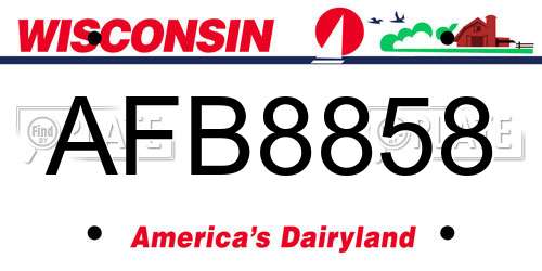 AFB8858 Wisconsin License Plate