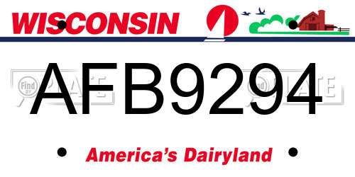 AFB9294 Wisconsin License Plate