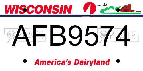 AFB9574 Wisconsin License Plate