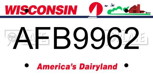 AFB9962 Wisconsin License Plate