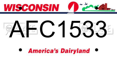 AFC1533 Wisconsin License Plate