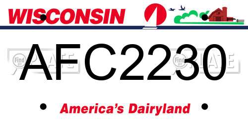 AFC2230 Wisconsin License Plate